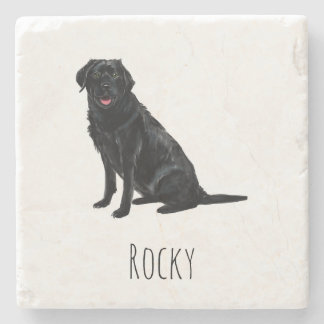 Black Lab Marble Drink Coasters - Custom Dog Name Stenen Onderzetter
