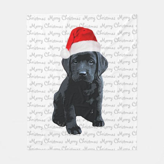 Black Lab Merry Kerstdog Labrador Fleece Deken (Voorkant)