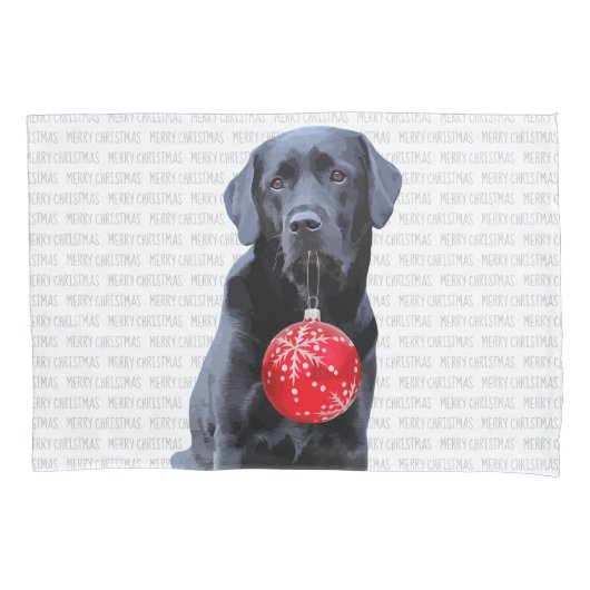 Black Lab Merry Kerstmis - Cute Labrador Dog Kussensloop (Voorkant)