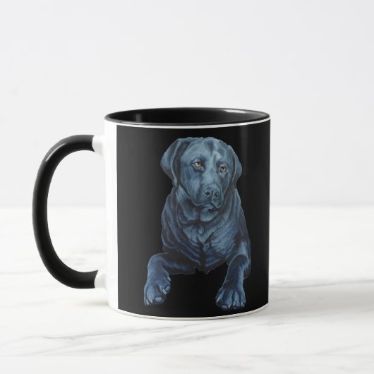 Black Lab Mok Coffee Cup Blue Dog Art Cup (Links)