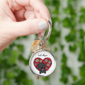 Black Lab Mom Floral Heart Keychain (Hand)
