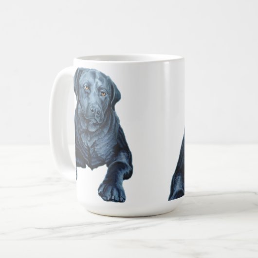 Black Lab Mug Coffee Coupe Blue Dog Art Cup (Devant gauche)