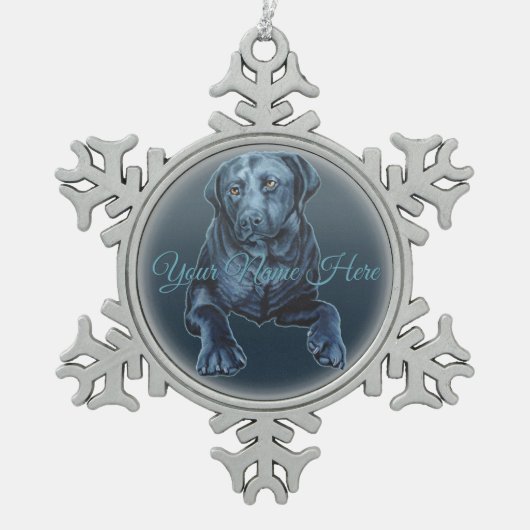 Black Lab Ornament Blue Dog-kerstdecoratie (Voorkant)