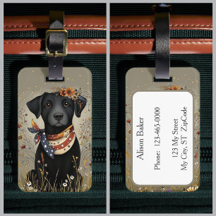 Black Lab Patriottische grillige labrador retrieve Bagagelabel