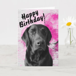 Black Lab Pawsome Birthday Kaart roze