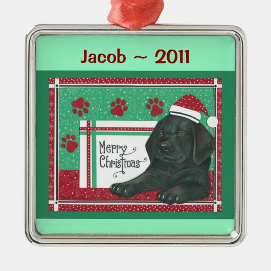 Black Lab Personalized Ornament (Voorkant)