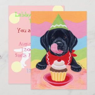 Black Lab Puppy Birthday-uitnodigingen Kaart