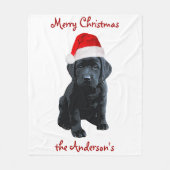 Black Lab Puppy Dog-kerstlabrador Fleece Deken (Voorkant)