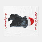 Black Lab Puppy Dog-kerstlabrador Fleece Deken (Voorkant (Horizontaal))
