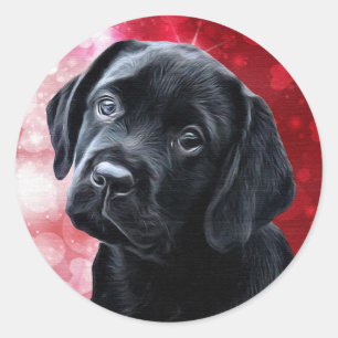 Black Lab Puppy - Labrador - Valentijn Puppy Ronde Sticker