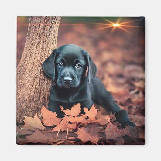 Black Lab Puppy Magneet (Voorkant)