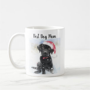 Black Lab Puppy met kerstkerstkerstmanhoed Koffiemok