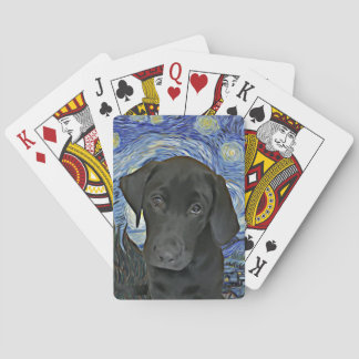 Black Lab Puppy Sterrennacht Van Gogh geïnspireerd Pokerkaarten