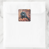 Black Lab Puppy Vierkante Sticker (Tas)