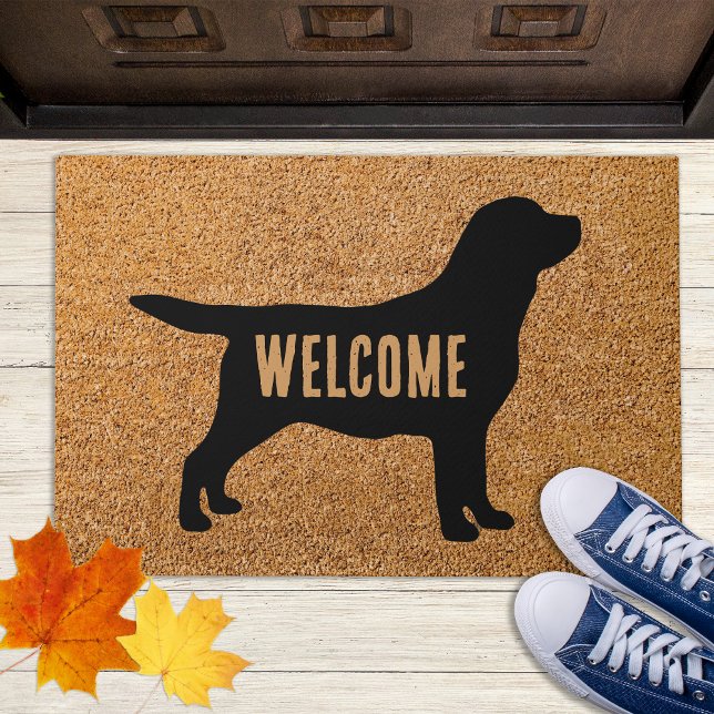 Black Lab Rustic Welcome Dog Retriever Labrador Deurmat (Creator heeft geüpload)