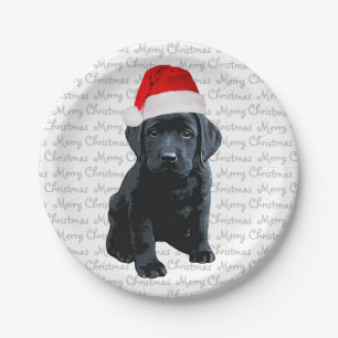 Black Lab Santa Dog - Merry Kerstlabrador Dog Papieren Bordje