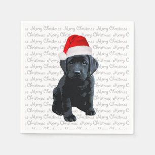 Black Lab Santa Dog - Merry Kerstlabrador Dog Servet
