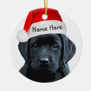 Black Lab Santa Kerstsieraad Keramisch Ornament