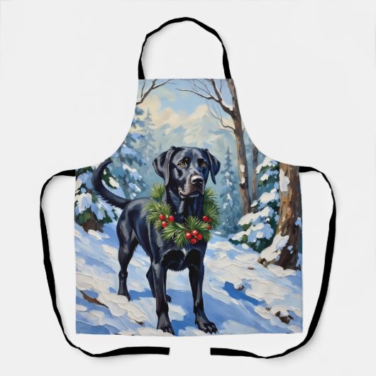 Black Lab Serene Winter Forest Christmas Holiday Schort (Voorkant)