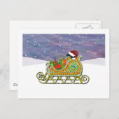 Black Lab Sleigh Christmas Feestdagenkaart (Voorkant / Achterkant)