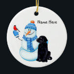 Black Lab Snowman Ornement de Noël<br><div class="desc">Black Lab Snowman - Ornement de Noël - Ornement personnalisé</div>