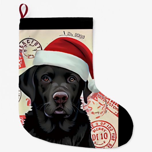 Black lab stocking grote kerstsok (Voorkant)