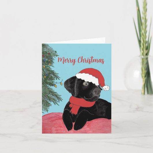 Black Lab tijdens de kerstdagen Feestdagen Kaart (Voorkant)