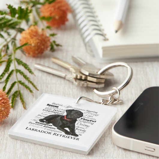 Black Lab Traits Sleutelhanger (Voorkant Rechts)