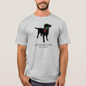 Black Lab Valentijn Hond met rode roos T-shirt (Voorkant)