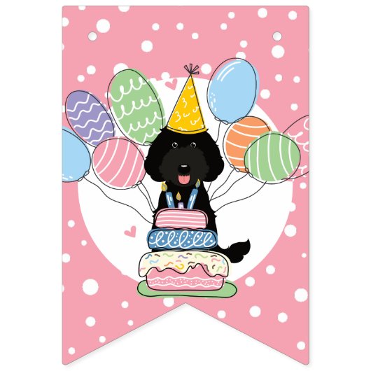 Black Labradoodle Anniversaire Fête Drapeaux (Premier drapeau)