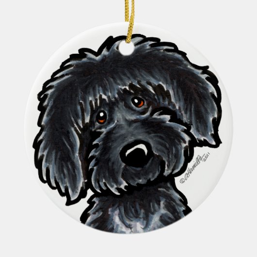 Black Labradoodle Art gepersonaliseerd Keramisch Ornament (Voorkant)