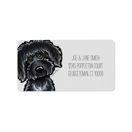 Black Labradoodle Art Gray Mod Etiket (Voorkant)