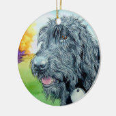 Black Labradoodle Keramisch Ornament (Links)