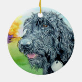 Black Labradoodle Keramisch Ornament (Achterkant)