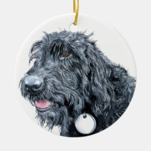 Black Labradoodle Keramisch Ornament