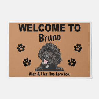 Black Labradoodle Personalized Door Mat Doormat