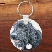 Black Labradoodle Sleutelhanger (Voorkant)