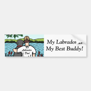 Black Labrador and Dad Lake Uitzicht 2 Bumpersticker
