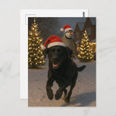 Black Labrador and Partridge Christmas postcard Briefkaart (Voorkant / Achterkant)