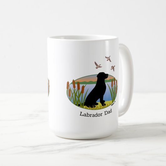 Black Labrador Bird Dog Sunset Oval Koffiemok (Voorkant rechts)