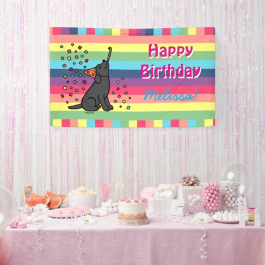 Black Labrador Birthday Party Confetti Horizontal Spandoek (Feest)