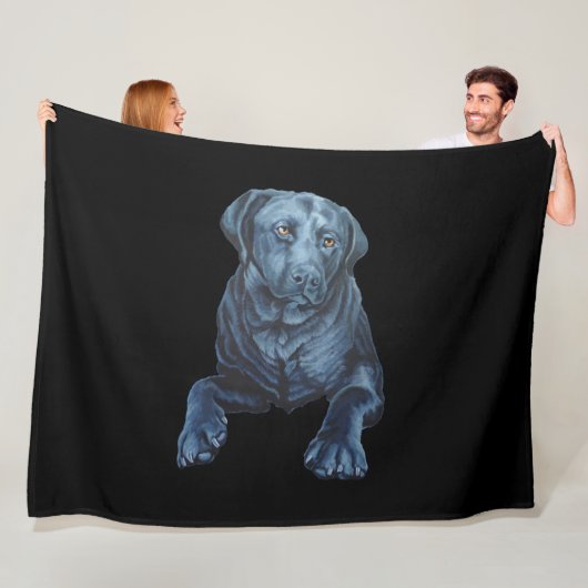 Black Labrador Blanket Dog Art Fleece Blankets Deken (In situ)