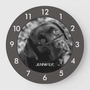 Black Labrador Chien Personnalisé Grande horloge
