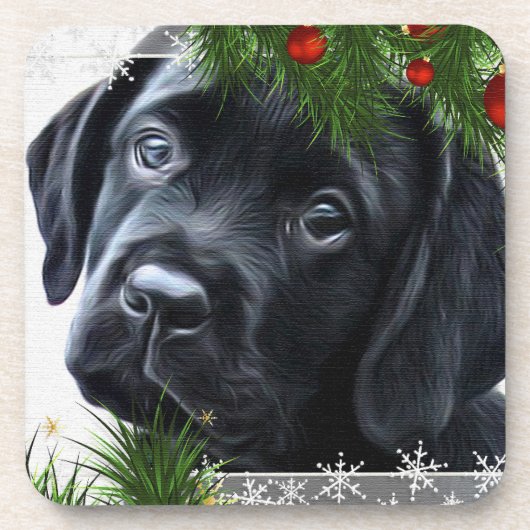 Black Labrador Christmas Bier Onderzetter (Voorkant)