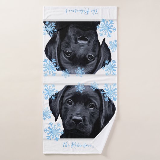 Black Labrador Christmas - Black Lab personnalisé (Serviette de bain)