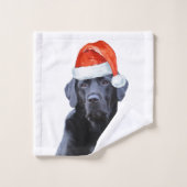 Black Labrador Christmas Cute Santa Dog (Gant de toilette)