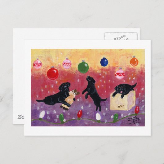 Black Labrador Christmas Feestdagenkaart (Voorkant / Achterkant)