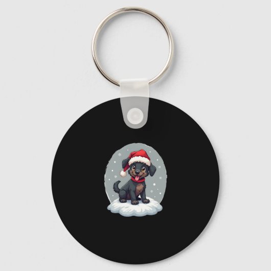 Black Labrador Christmas Santa Hat Xmas Pajama T-S Sleutelhanger (Voorkant)