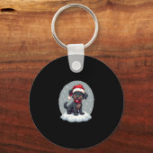 Black Labrador Christmas Santa Hat Xmas Pajama T-S Sleutelhanger (Voorkant)