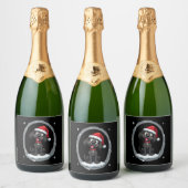 Black Labrador Christmas Santa Hat Xmas Pajama T-S Sparkling Wijnetiket (Flessen)